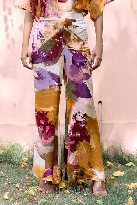 Studio Radical_Multi Color Organza, , Satin Beads Collared Embroidered Jacket Pant Set _Online_at_Aza_Fashions