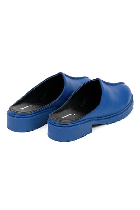Jeetinder Sandhu_Blue Thread Doha Leather Mules _Online_at_Aza_Fashions