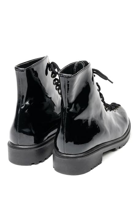 Jeetinder Sandhu_Black Leather Ankle Boots _Online_at_Aza_Fashions