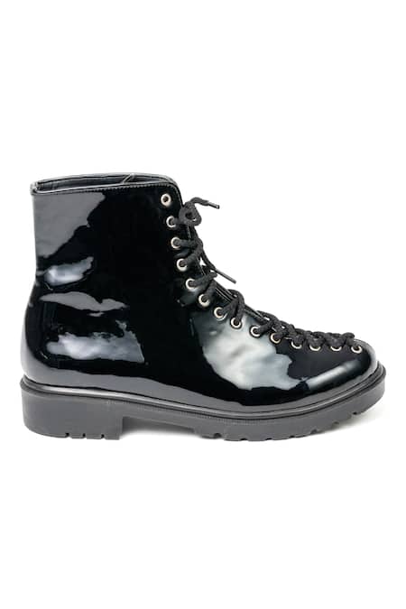 Buy_Jeetinder Sandhu_Black Leather Ankle Boots _Online_at_Aza_Fashions