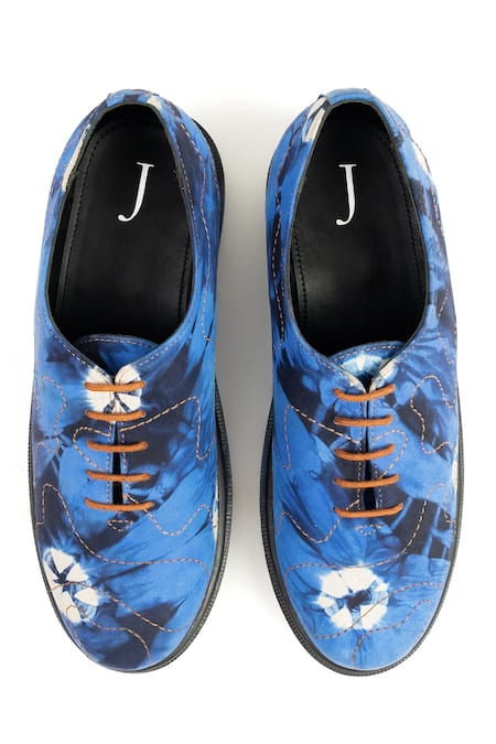 Jeetinder Sandhu Blue Tie-Dye Print Lace Tie-Up Shoes 