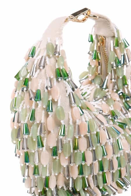 Shop House Of Kosha Ivory Beads, Crystals Elly And Stone Embellished Bag at Aza Fashions Shop_House Of Kosha_Ivory Beads, Crystals Elly And Stone Embellished Bag _at_Aza_Fashions