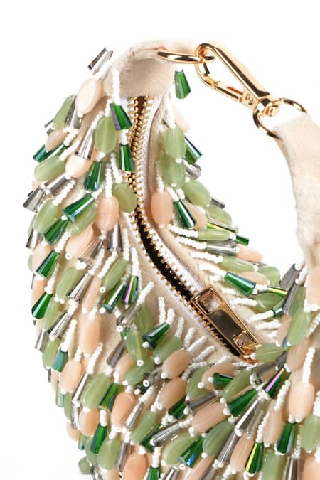 House Of Kosha Ivory Beads, Crystals Elly And Stone Embellished Bag Online at Aza Fashions House Of Kosha_Ivory Beads, Crystals Elly And Stone Embellished Bag _Online_at_Aza_Fashions