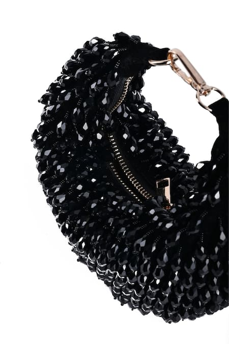 House Of Kosha_Black Crystals Ophelia Glass Embellished Bag _Online_at_Aza_Fashions
