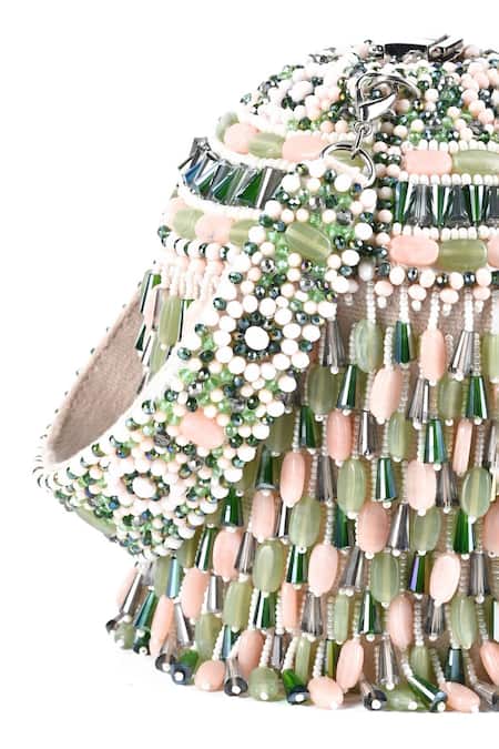 Shop House Of Kosha Ivory Crystals Elly Embellished Bucket Bag at Aza Fashions Shop_House Of Kosha_Ivory Crystals Elly Embellished Bucket Bag _at_Aza_Fashions