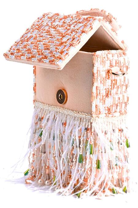 Buy_House Of Kosha_Ivory Pearls, Crystals And Crytsal Embellished Box Bag_Online_at_Aza_Fashions