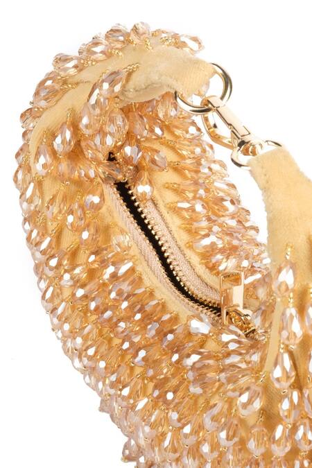 House Of Kosha_Gold Crystals Ophelia Glass Drops Embellished Bag _Online_at_Aza_Fashions