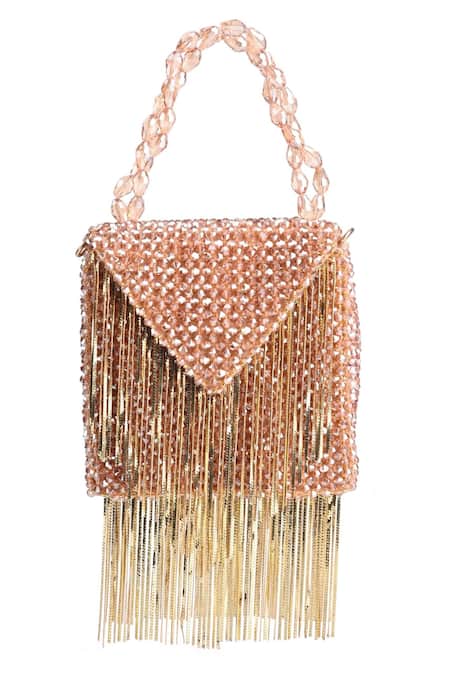 Buy_House Of Kosha_Gold Crystals, Chains Natali Metallic Embellished Bag _Online_at_Aza_Fashions