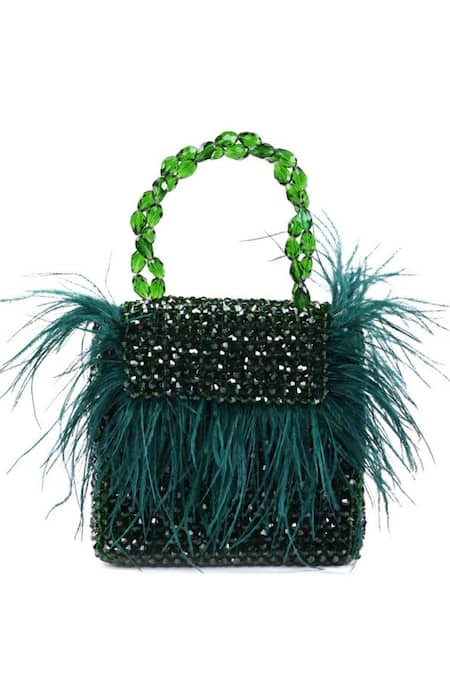 House of Kosha Natali Feather Embellished Bag 