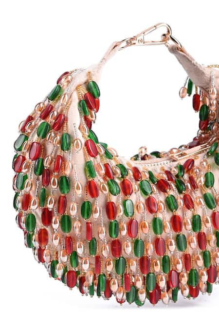 Shop_House Of Kosha_Multi Color Crystals, Pearls Noor Embellished Bag _at_Aza_Fashions