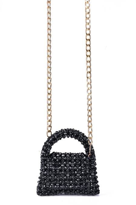 Shop House Of Kosha Black Crystals Razzle Embellished Mini Sling Bag at Aza Fashions Shop_House Of Kosha_Black Crystals Razzle Embellished Mini Sling Bag_at_Aza_Fashions