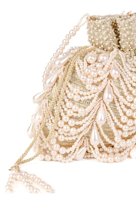 House Of Kosha Farah Pearl Chandelier Beaded Potli Bag 