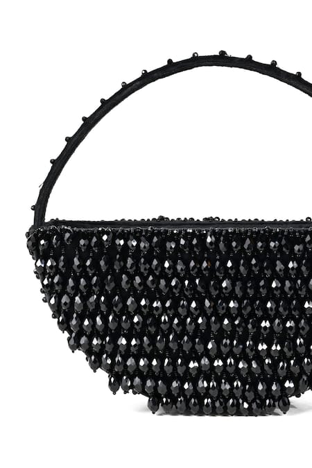 House Of Kosha Black Crystals Clara Crescent Bag Online at Aza Fashions House Of Kosha_Black Crystals Clara Crescent Bag _Online_at_Aza_Fashions