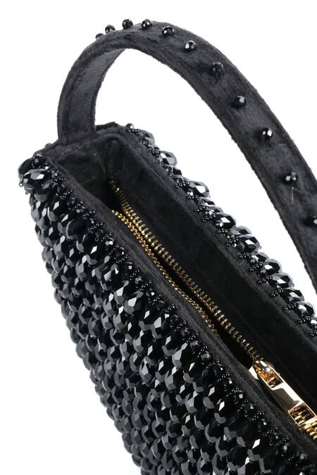 Buy House Of Kosha Black Crystals Clara Crescent Bag Online at Aza Fashions Buy_House Of Kosha_Black Crystals Clara Crescent Bag _Online_at_Aza_Fashions