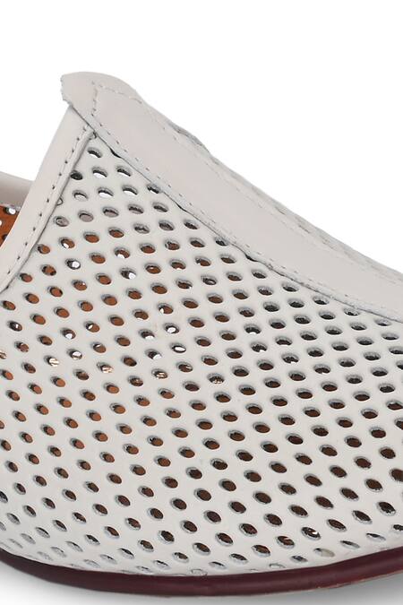 Lafattio_Ivory Malaga Perforated Jootis _Online_at_Aza_Fashions