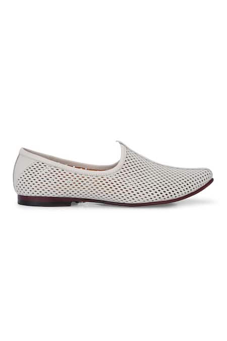 Lafattio_Ivory Malaga Perforated Jootis _at_Aza_Fashions