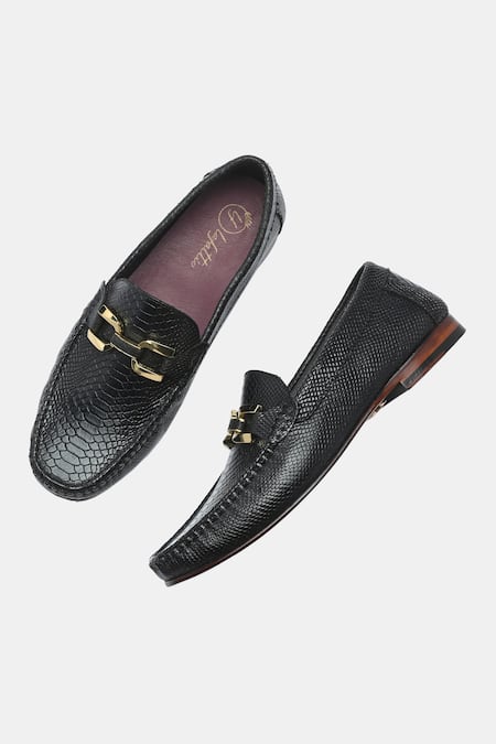 Lafattio Ibiza Croc Skin Buckled Loafers 