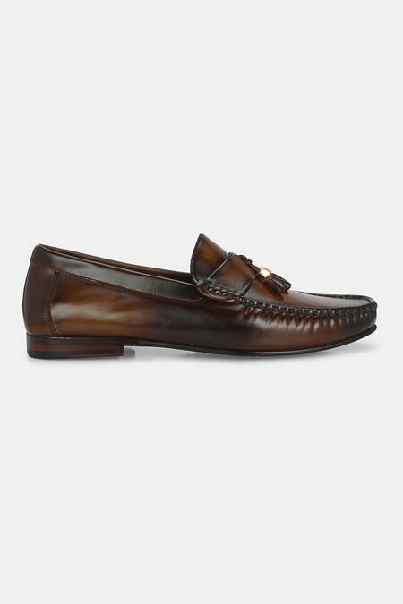 Buy_Lafattio_Brown Leather Tassel Loafers _Online_at_Aza_Fashions