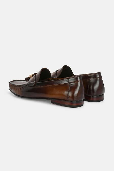 Shop_Lafattio_Brown Leather Tassel Loafers _Online_at_Aza_Fashions