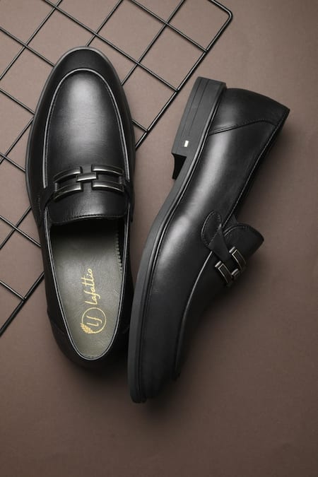 Lafattio Black Ibiza Buckled Loafers 