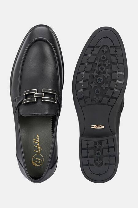 Shop_Lafattio_Black Ibiza Buckled Loafers _at_Aza_Fashions