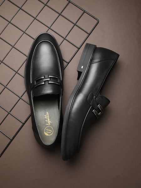 Lafattio_Black Ibiza Buckled Loafers _Online_at_Aza_Fashions