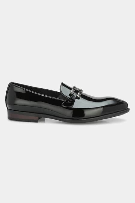 Buy_Lafattio_Black Ibiza Glossy Buckled Loafers _Online_at_Aza_Fashions