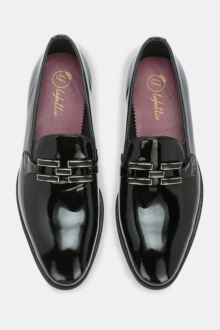Buy_Lafattio_Black Ibiza Glossy Buckled Loafers 