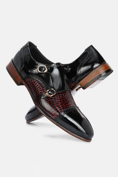 Shop_Lafattio_Black Mallorca Double Monk Strap Shoes_Online_at_Aza_Fashions