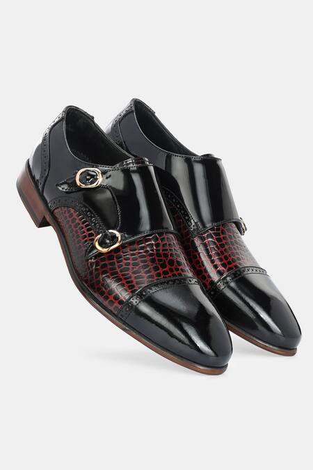 Lafattio_Black Mallorca Double Monk Strap Shoes_at_Aza_Fashions