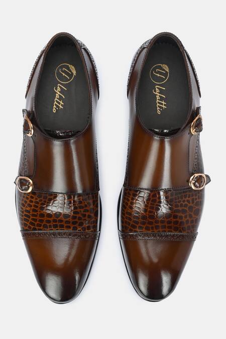Buy_Lafattio_Brown Mallorca Double Monk Strap Colorblocked Shoes