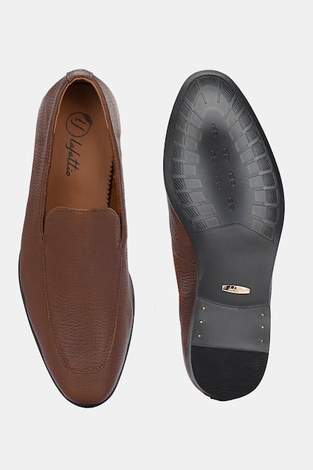 Lafattio Pashmina Leather Grainy Textured Loafers 