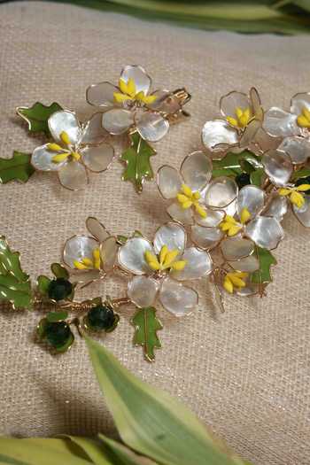 Floristaa by mahek_Multi Color Stones Fransesca Sakura Hair Accessory-Set of 2_Online_at_Aza_Fashions