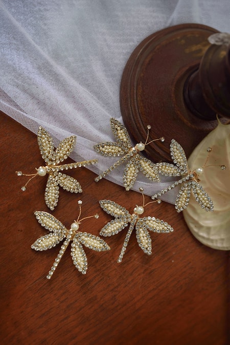 Floristaa By Mahek Artemis Butterfly Embellished Hair Pins Set Of 5 
