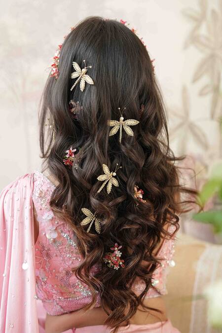 Floristaa By Mahek Gold Pearls, Stones Artemis Butterfly Embellished Hair Pins Set Of 5 Online at Aza Fashions Floristaa By Mahek_Gold Pearls, Stones Artemis Butterfly Embellished Hair Pins Set Of 5 _Online_at_Aza_Fashions