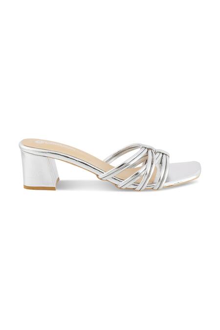 CRIMZON_Silver Gauhar Criss Cross Strap Block Heels_Online_at_Aza_Fashions