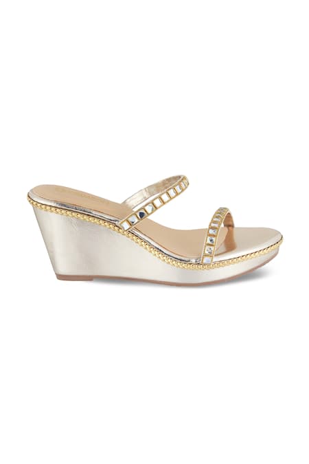 Crimzon_Gold Stone Zoya Studded Wedges _Online_at_Aza_Fashions