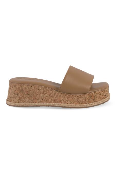 Buy CRIMZON Brown Trish Broad Strap Wedges Online at Aza Fashions Buy_CRIMZON_Brown Trish Broad Strap Wedges_Online_at_Aza_Fashions