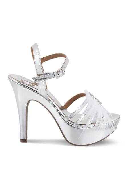 Buy_Crimzon_Silver Diamond Roxy Feather Accent Stilettos _Online_at_Aza_Fashions