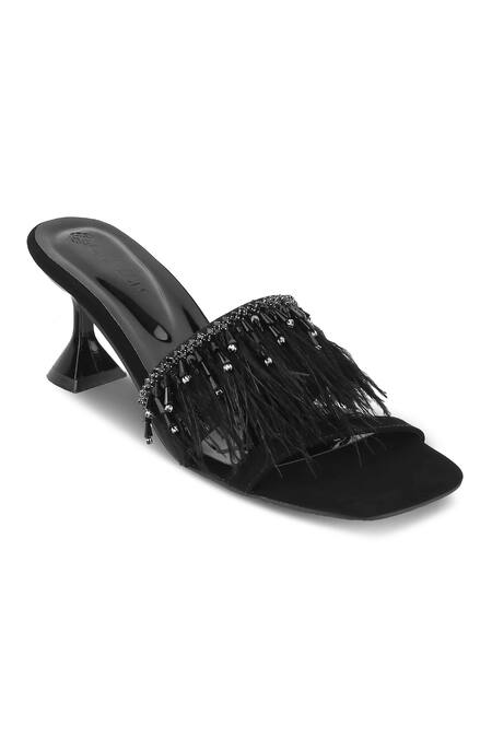 CRIMZON_Black Beads, Fringe Victoria And Embellished Heels_Online_at_Aza_Fashions