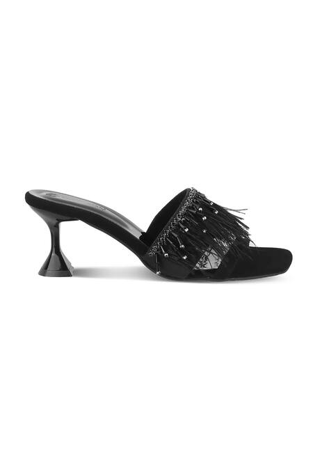 Buy_CRIMZON_Black Beads, Fringe Victoria And Embellished Heels_Online_at_Aza_Fashions