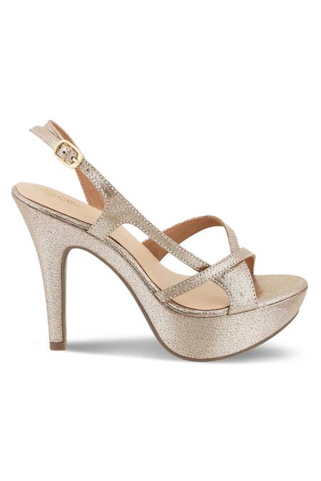 Buy CRIMZON Gold Glitter Catherine Cross Strap Design Stilettos Online at Aza Fashions Buy_CRIMZON_Gold Glitter Catherine Cross Strap Design Stilettos_Online_at_Aza_Fashions