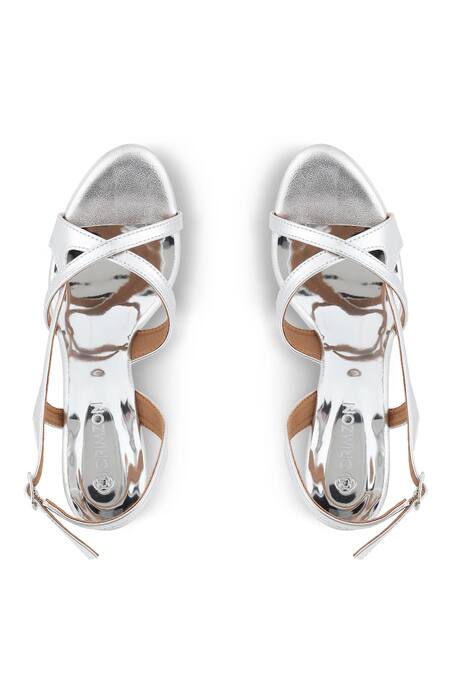 Shop CRIMZON Silver Catherine Shimmer Stilettos at Aza Fashions Shop_CRIMZON_Silver Catherine Shimmer Stilettos_at_Aza_Fashions