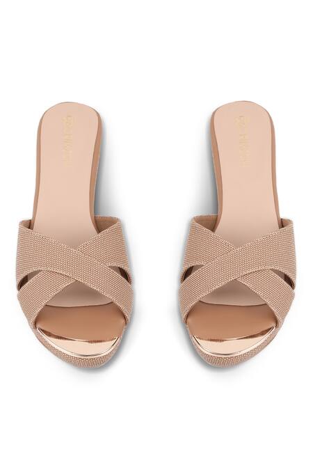 Shop CRIMZON Beige Aiyana Cross Strap Wedges at Aza Fashions Shop_CRIMZON_Beige Aiyana Cross Strap Wedges_at_Aza_Fashions