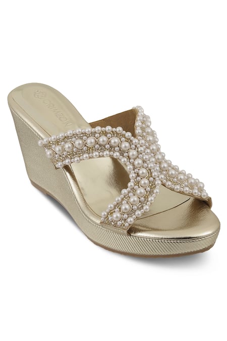 Crimzon Norah Pearl Embellished Wedges 