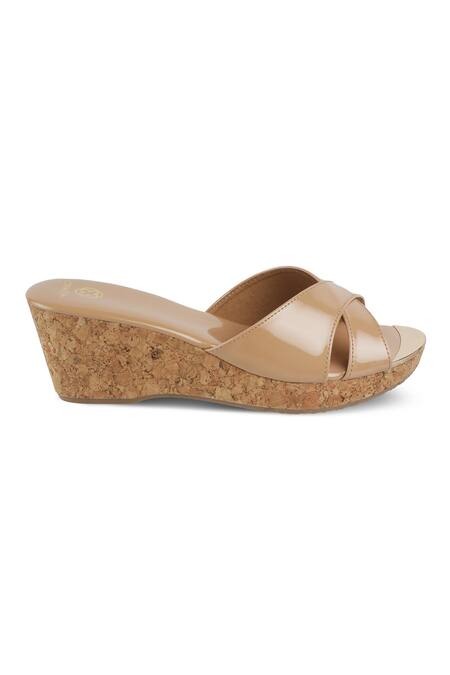 CRIMZON_Brown Aiyana Cross Strap Slip On Wedges_Online_at_Aza_Fashions