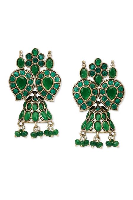 Shop Curio Cottage Silver Plated Stones Bohemian Beauty Oxidised Necklace Set Online at Aza Fashions Shop_Curio Cottage_Silver Plated Stones Bohemian Beauty Oxidised Necklace Set_Online_at_Aza_Fashions