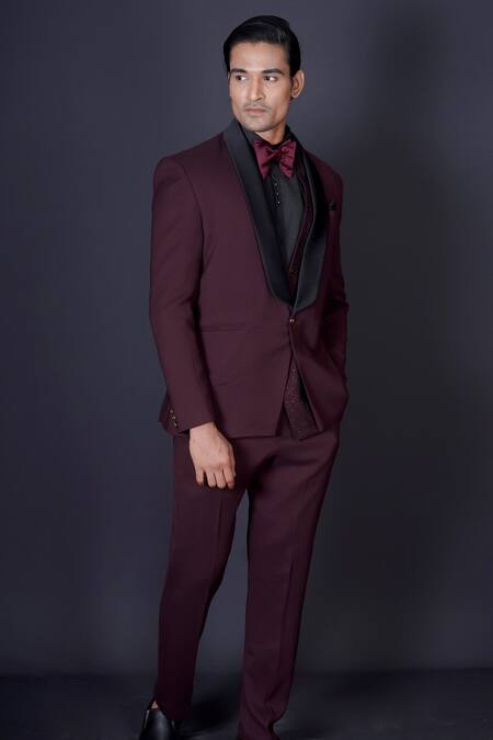 Buy Archana Kochhar Maroon Wool, Cotton, Silk Embroidery, Beads Hand Tuxedo Set Online at Aza Fashions Buy_Archana Kochhar_Maroon Wool, Cotton, Silk Embroidery, Beads Hand Tuxedo Set _Online_at_Aza_Fashions