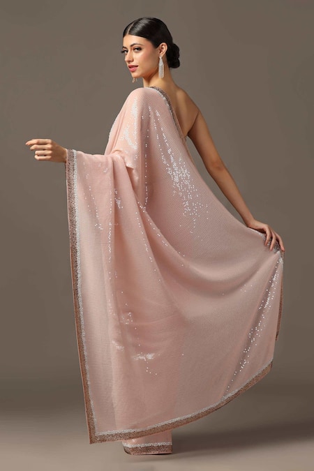 Two Sisters By Gyans Sequin Embroidered Saree With Unstitched Blouse Piece 