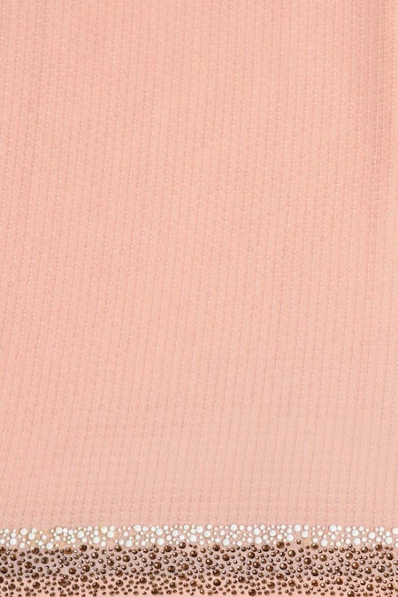 Two Sisters By Gyans_Peach Georgette Sequins, Stones, Embroidery Saree With Unstitched Blouse Piece _at_Aza_Fashions